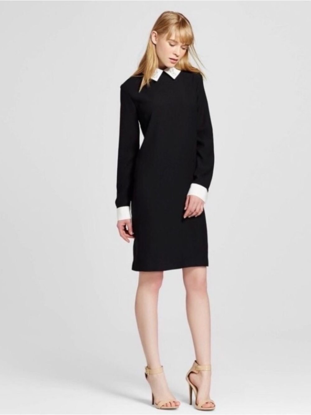 Victoria Beckham x Target Black Dress with White Collar Rabbit - Size XS